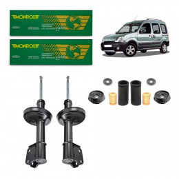 2 Amortecedores Dianteiros Monroe + Kits Renault Kangoo Passeio 1999/2012