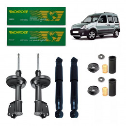 4 Amortecedores Monroe + Kits Renault Kangoo Passeio 1999/2012