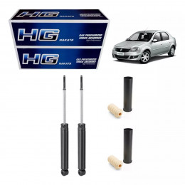 2 Amortecedores Traseiros Nakata + Kits Axios Logan 07/13