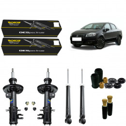 4 Amortecedores Monroe + Kits Sampel Fiat Linea 2008/2016