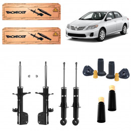 4 Amortecedores Monroe + Kits Axios Toyota Corolla 2009/2014
