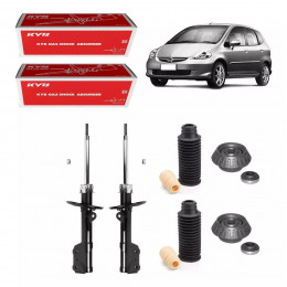 2 Amortecedores Dianteiros Kayaba + Kits Honda Fit 03/08