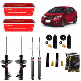 4 Amortecedores Kayaba + Kits Axios Honda Fit City 2015/2021