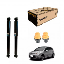 2 Amortecedores Traseiros Monroe + Kits Citroen C3 13/21