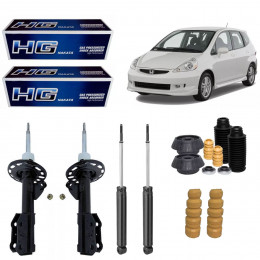 4 Amortecedores Nakata + Kits Honda Fit 2003/2008