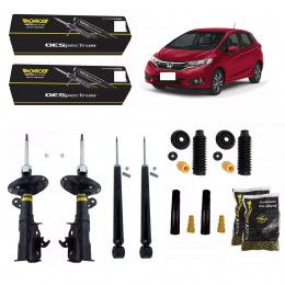 4 Amortecedores Monroe + Kits Axios Honda Fit City 2015/2021