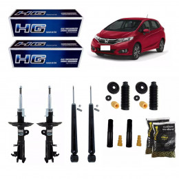 4 Amortecedores Nakata + Kits Axios Honda Fit City 2015/2021