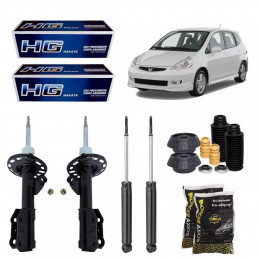 4 Amortecedores Nakata + Kits Axios Honda Fit 2003/2008