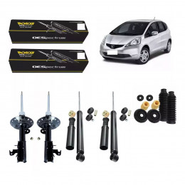 4 Amortecedores Monroe + Kits Honda Fit City 2009/2014