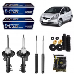 4 Amortecedores Nakata + Kits Axios Honda Fit City 2009/2014