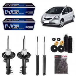 4 Amortecedores Nakata + Kits Kyb Honda Fit City 2009/2014