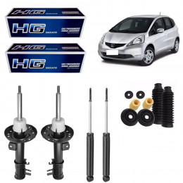 4 Amortecedores Nakata + Kits Honda Fit City 2009/2014