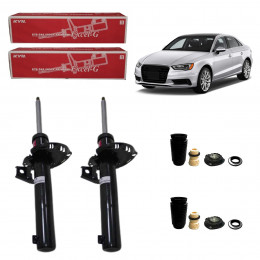 2 Amortecedores Dianteiros Kayaba + Kits Sampel Audi A3 50mm 2013/2021