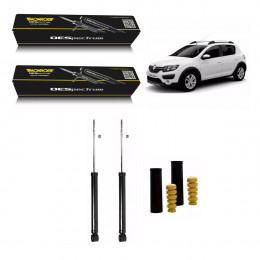 2 Amortecedores Traseiros Monroe + Kits Sampel Sandero Step 15/20