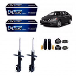 2 Amortecedores Dianteiros Nakata + Kits Nissan Sentra 2013/2020