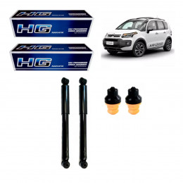 2 Amortecedores Traseiros Nakata + Kits Citroen Aircross 2010/2017