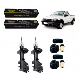 2 Amortecedores Dianteiros Monroe + Kits Sampel Strada 01/20