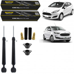 2 Amortecedores Traseiros Monroe + Kits Axios New Fiesta 10/