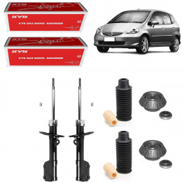 2 Amortecedores Dianteiros Kayaba + Kits Axios Honda Fit 2003/2008