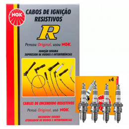 Kit Cabos + Velas Ngk Fiat Palio Weekend 1.0 16V Fire Gasolina 2000/