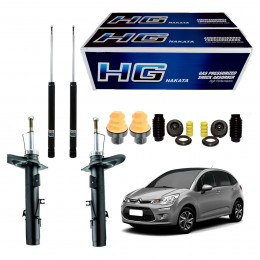 4 Amortecedores Nakata + Kits Citroen C3 Automatico 13/20