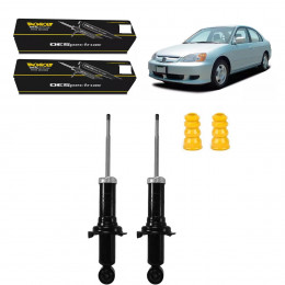2 Amortecedores Traseiros Monroe + Kits Civic 2001/2005