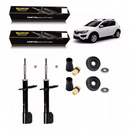 2 Amortecedores Dianteiros Monroe + Kits Axios Sandero 15/20