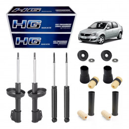 4 Amortecedores Nakata + Kits Axios Renault Logan 2007/2013